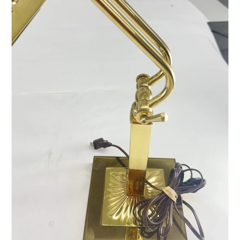 Brass Adjustable Piano Banker Library Desk Lamp Vintage Dual Bulb Excellent